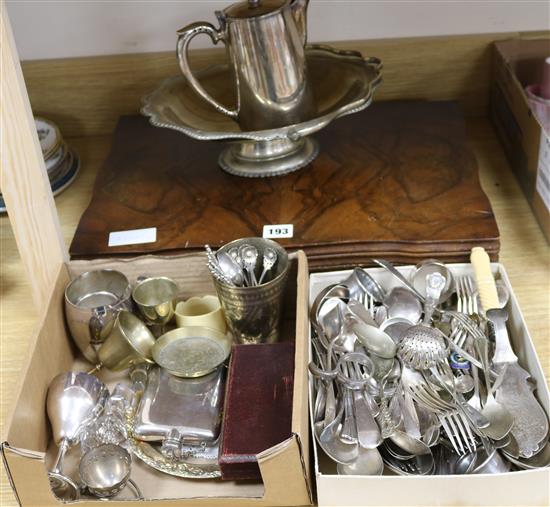 A canteen of plated cutlery and a quantity of loose cutlery and plate